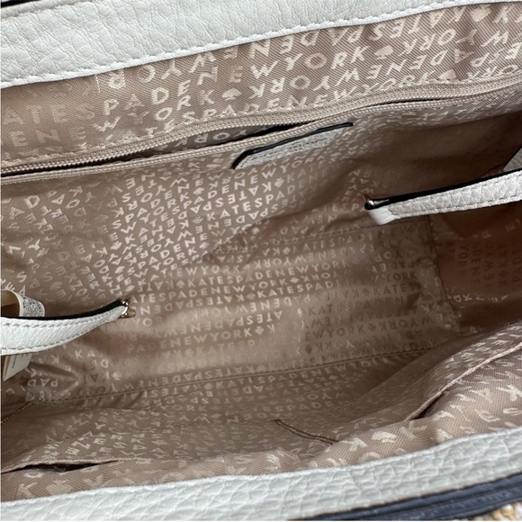 Kate Spade NWOT Tweed and Leather White and Tan with storybook lining and dusty - Picture 4 of 5